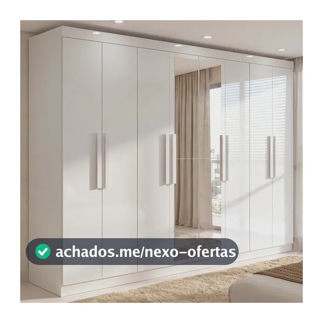 Guarda-roupa Casal Easy Slim 8 Portas Com Espelho Branco