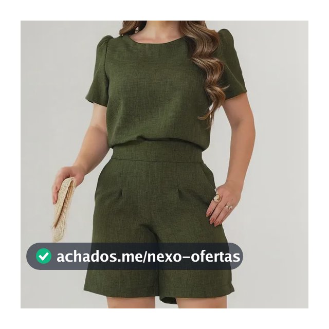 Conjunto Feminino De Short Blusa Alfaiataria Linho Social