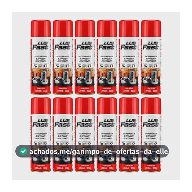 Kit 12 Spray Desengripante Lubfast 300ml Lubrificante Multiuso