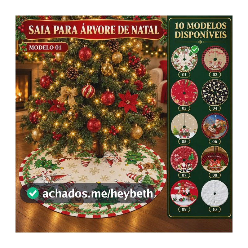 Saia Tapete Base Árvore De Natal Decoração Papai Noel Enfeite Natalino Luxo Modelo 1 Luvinco