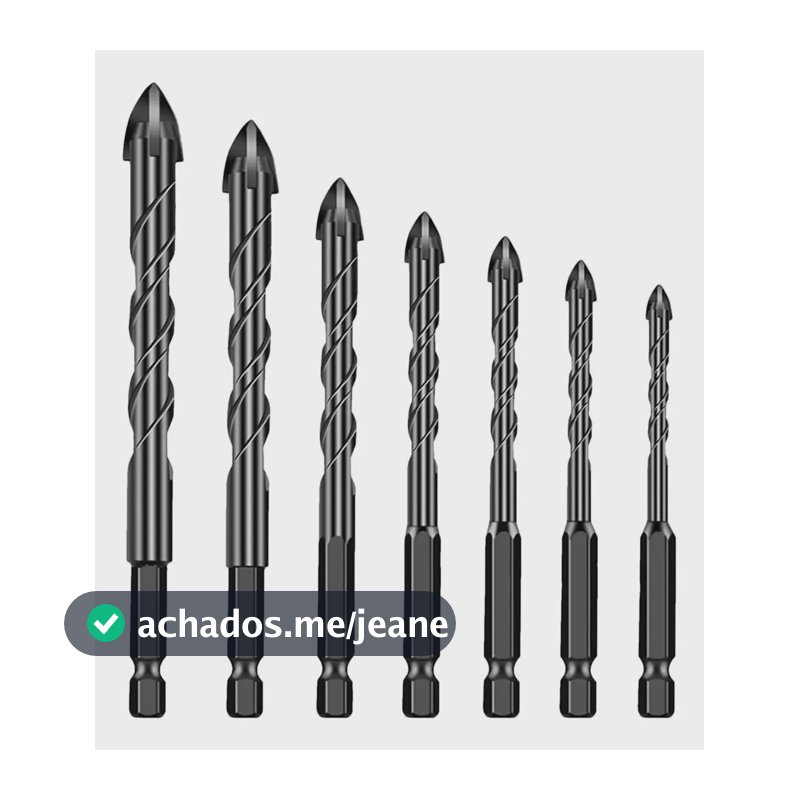Kit 7 Brocas Liga Dura Universal Extensa Fenda Cruzada