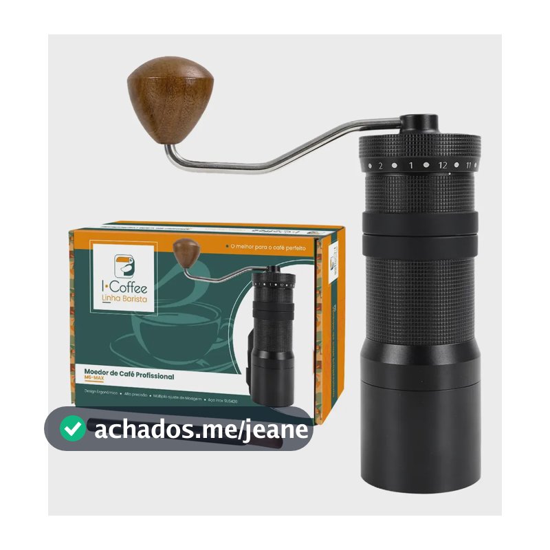 Icoffee Moedor De Café Profissional Compacto Ajuste Inox M6 Max-preto