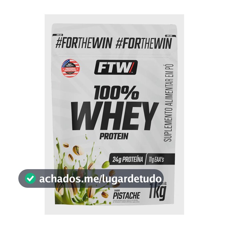 Whey Protein 100% Concentrado Refil 1kg Sabor Pistache - FTW