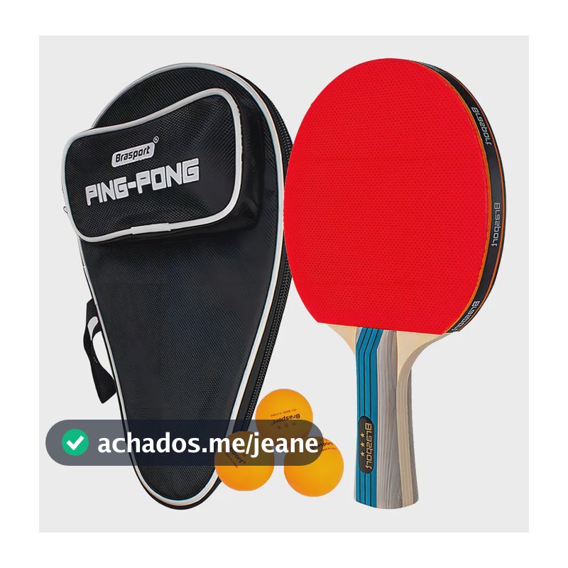 Raquete Ping Pong De Tenis De Mesa Profissional C/raqueteira Cor Case Preta ou Vermelha Tipo De Cabo Fl (côncavo)