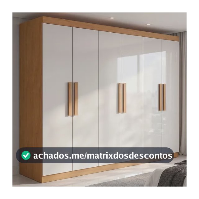 Guarda Roupa 06 Portas Easy Slim Amendoa Clean/off White