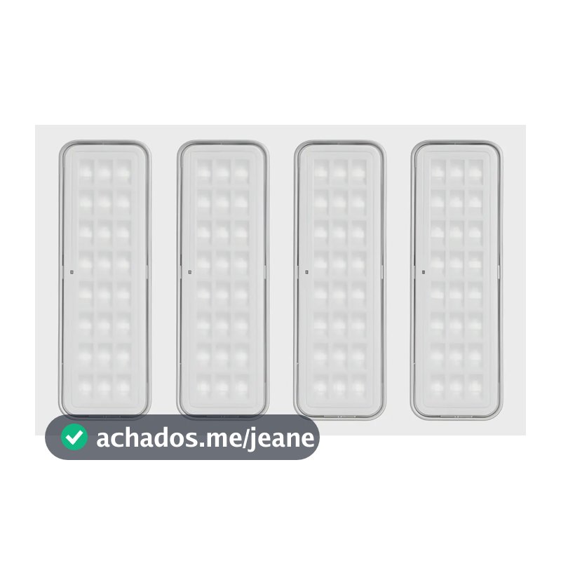 Kit 04 luminárias de emergência 30 leds Elgin 6500k cinza
