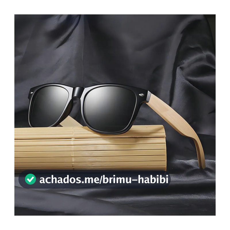 Óculos De Sol Quadrado Doxa Bambu com Proteção UV Cinza-escuro
