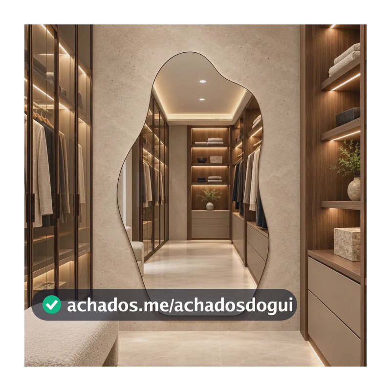 Espelho Lopazzi Orgânico 70 E 90 Polido Design Moderno Luxo Moldura Magnus 90x40cm Suporte