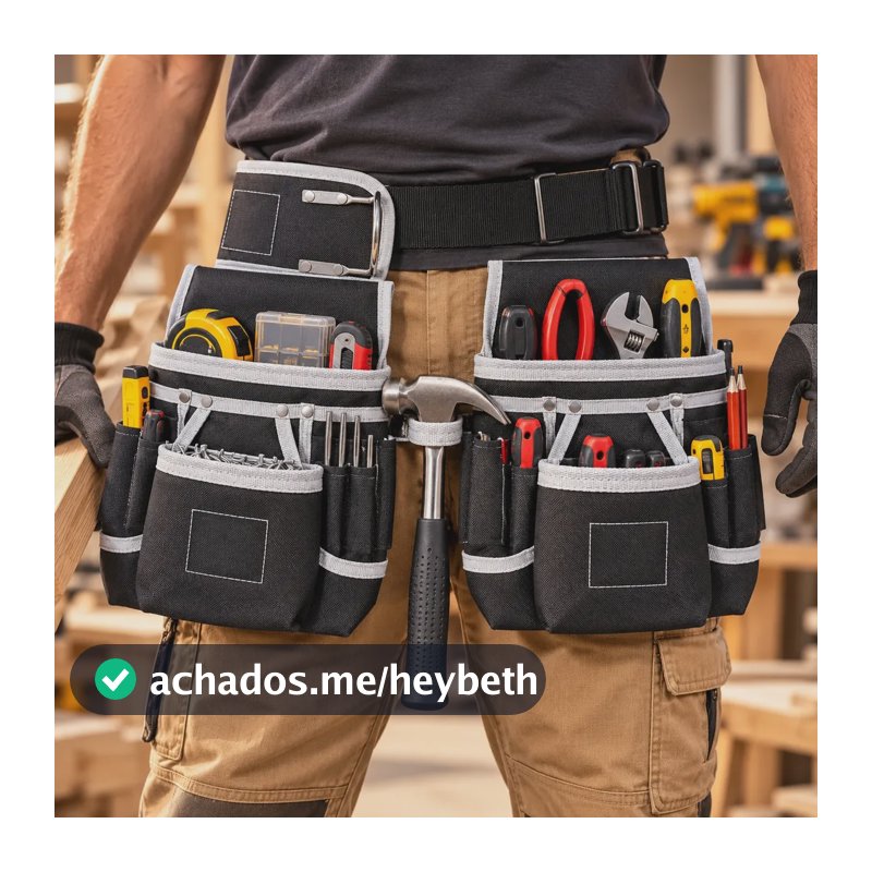 Cinto De Ferramentas 26 Bolsos Porta-ferramentas Ajustável Cinza