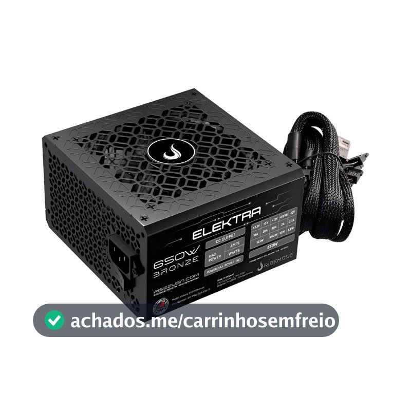 Fonte Rise Mode Elektra 650w Rm-psu-elk-650-b Para Pc Preto