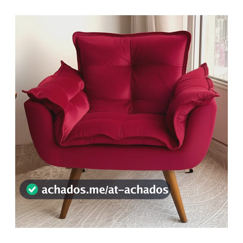 Poltrona Decorativa Opala Para Sala Confortável Arapongas Cor Vermelho
