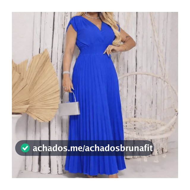 Vestido Longo Festa Elegante Plissado Feminino