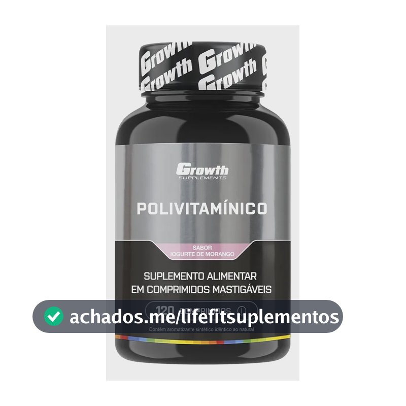 Polivitaminico Mastigável 120un. Growth Supplements - Sabor Morango
