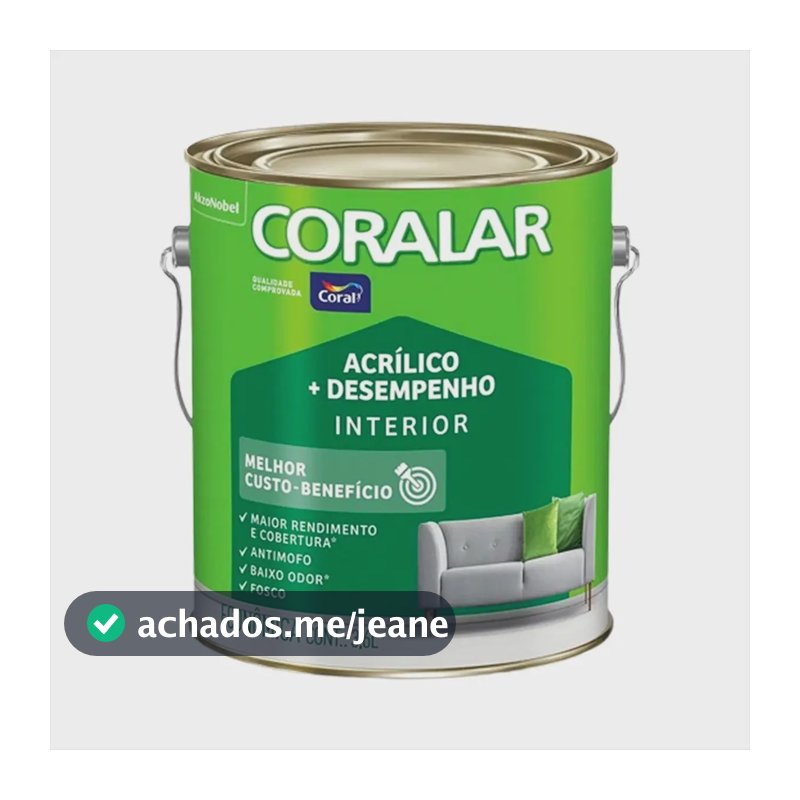 Tinta Acrílica Coral Coralar Anti-mofo Fosca para Parede 3,6 L Verde Kiwi