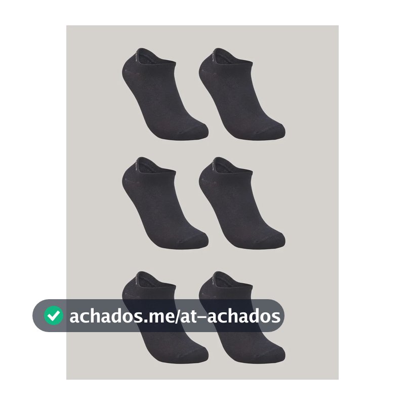 Kit De 6 Pares De Meias Masculino E Feminino Sapatilha Lupo Preto Liso 41-44