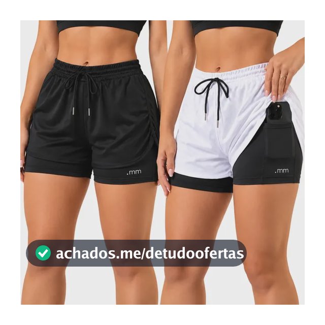 Kit 2 Short Duplo Compressão Fitness Bermuda Treino Feminino