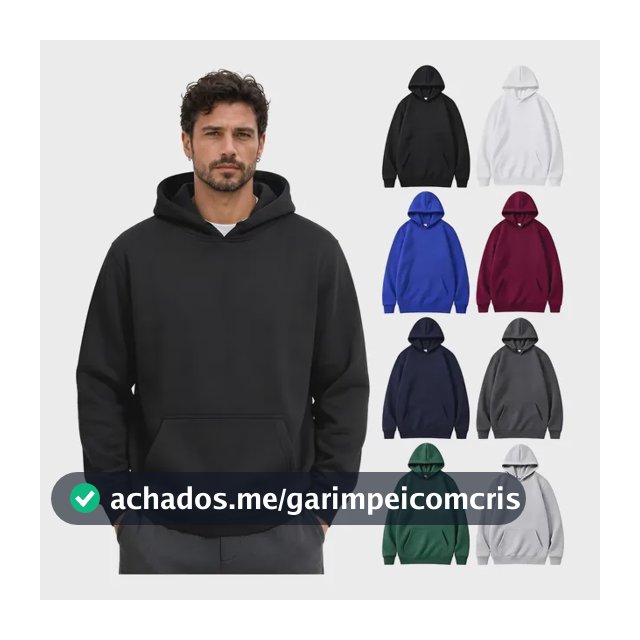 Moletom Canguru Liso Algodão Unissex Térmico Forrado Fleece