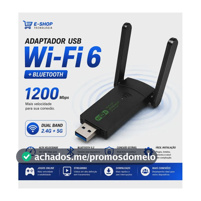 Adaptador Wifi Usb Computador 3.0 Gigabit Dual Band 1200mbps