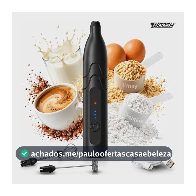 Mixer Elétrico Portátil 2 em 1 Recarregável Potente Misturador de Bebidas e Ovos 3 Velocidades Usb Batedor e Fue Fouet Woosh