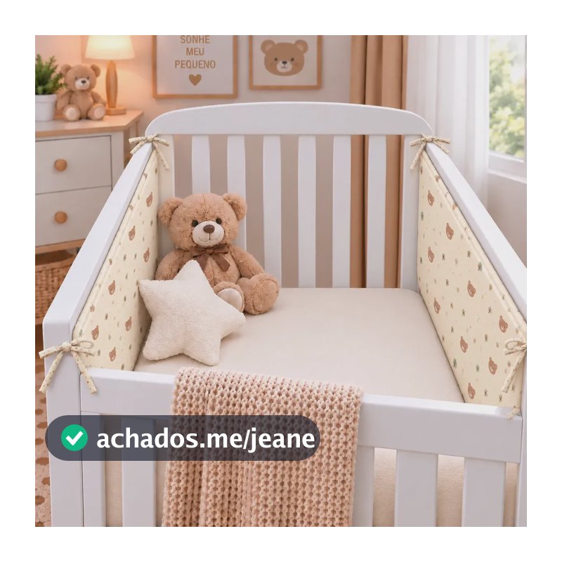 Protetor Acolchoado Para Berço Garanta Noites De Urso Marrom