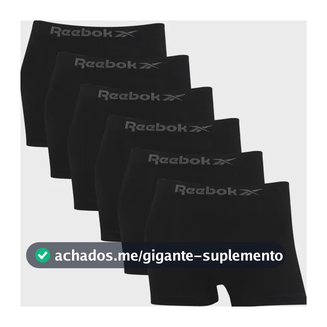 Kit 6 Cuecas Reebok Boxer Microfibra Classic Masculina