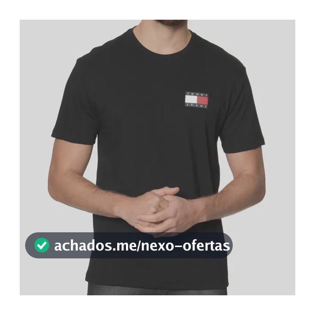 Camiseta Tommy Jeans Masculino Abdm0dm20740 Black Liso M Silk Logo Tommy
