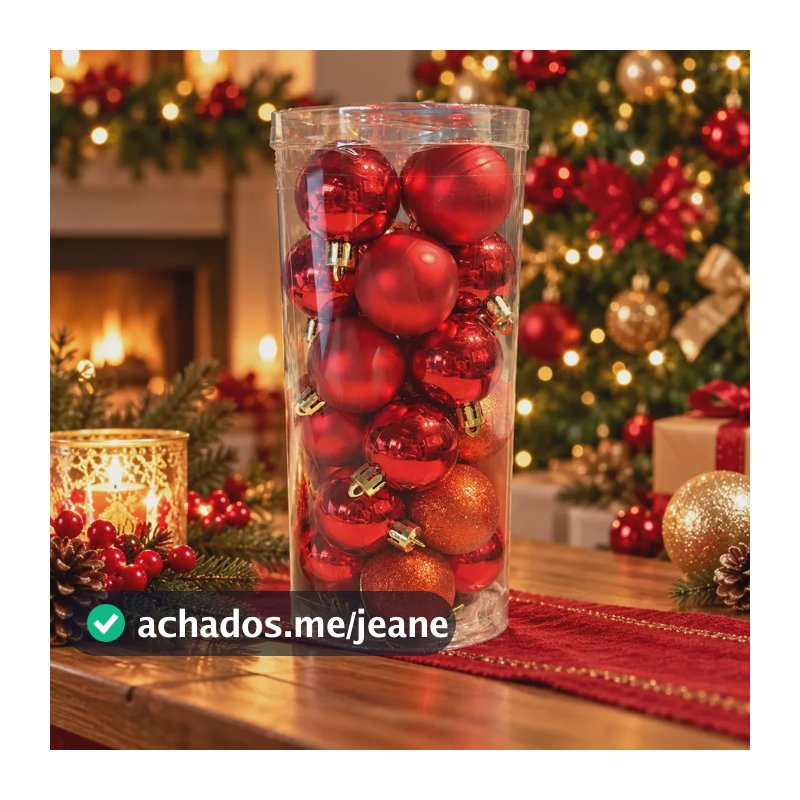 Kit Bolas De Natal Vermelhas 24 Unidades Decoração Arvore Vermelho Lisa