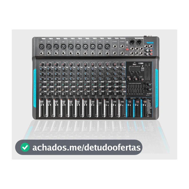 Mesa Som Profissional 12 Canais Interface Audio Bluetooth
