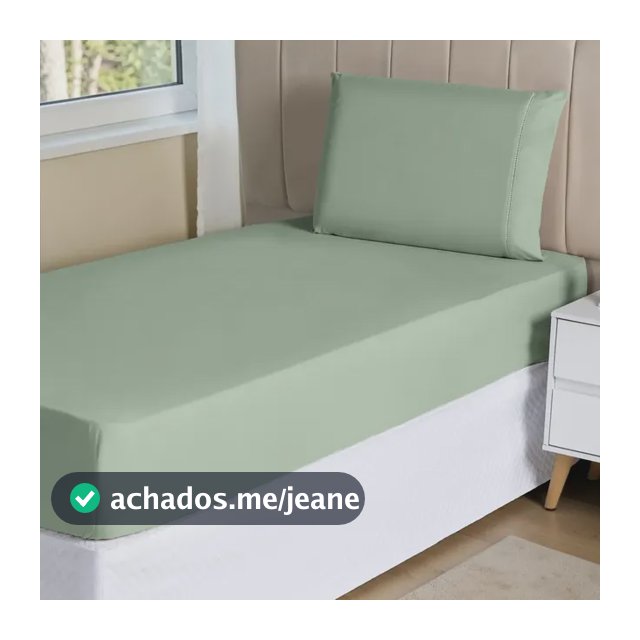 Jogo Lençol 2 Peças Solteiro Hipercal 400 Fios Leve Luxo Cor Verde Desenho do tecido Liso