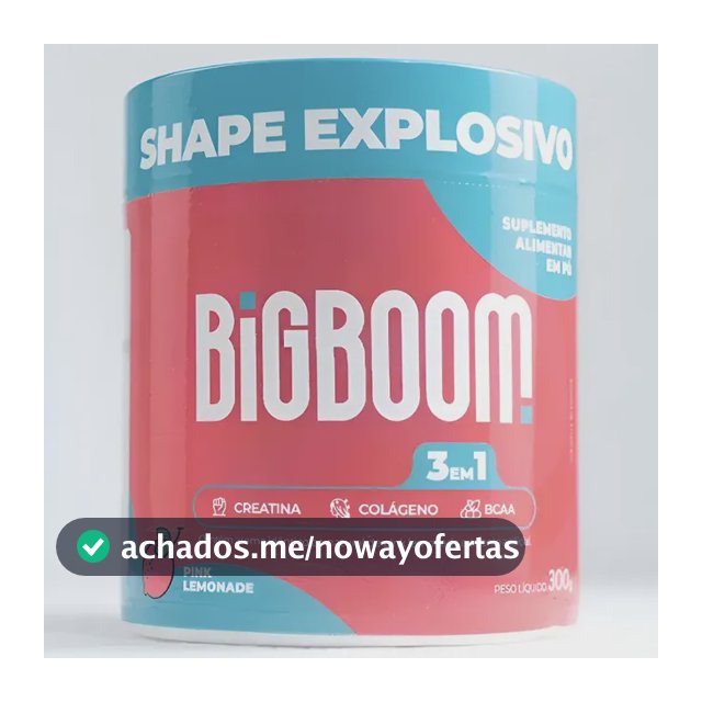 Creatina Big Boom 3 Em 1 Colágeno BCAA 300g Pink Lemonade