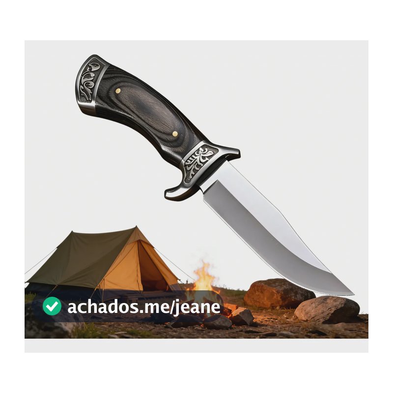 Faca Tática Militar Caça Churrasco Luxo Aço Inoxidável 30cm Preto