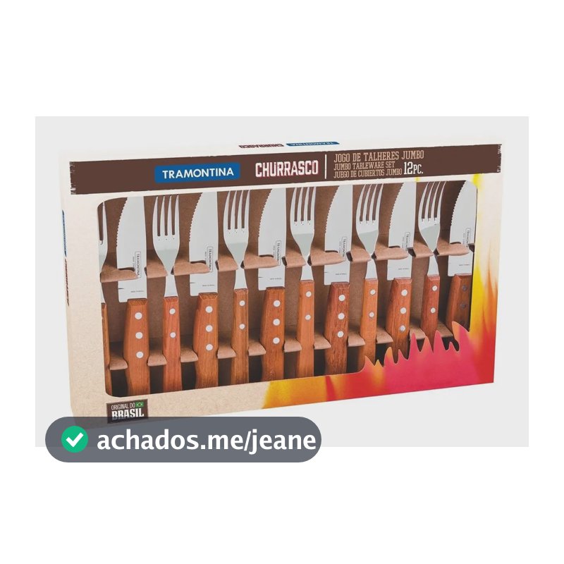 Jogo Para Churrasco Tramontina 12 Peças Jumbo Garfo Faca Cor Marrom