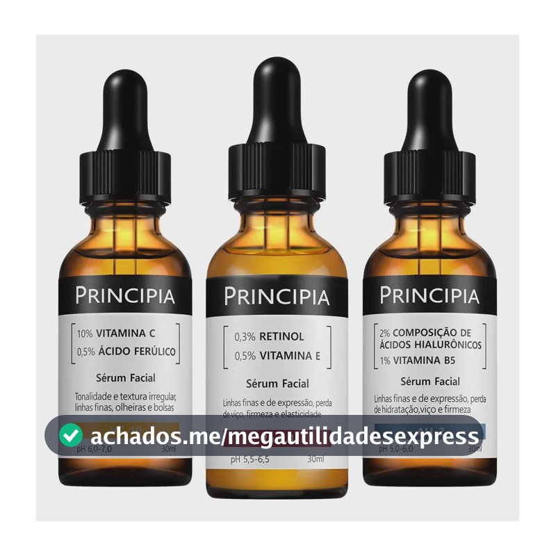 Principia Kit C/3 Séruns Vitamina C + Retinol + Hialurônicos