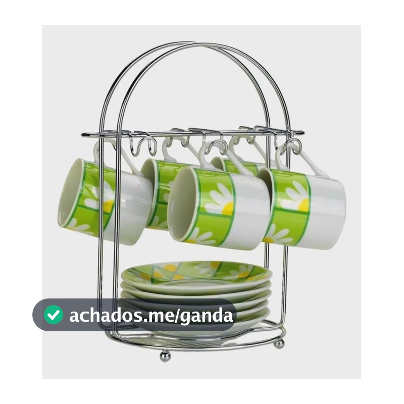 Suporte Para Xicaras E Pires Café Cozinha Cromo 06 Lugares Cor Prateado