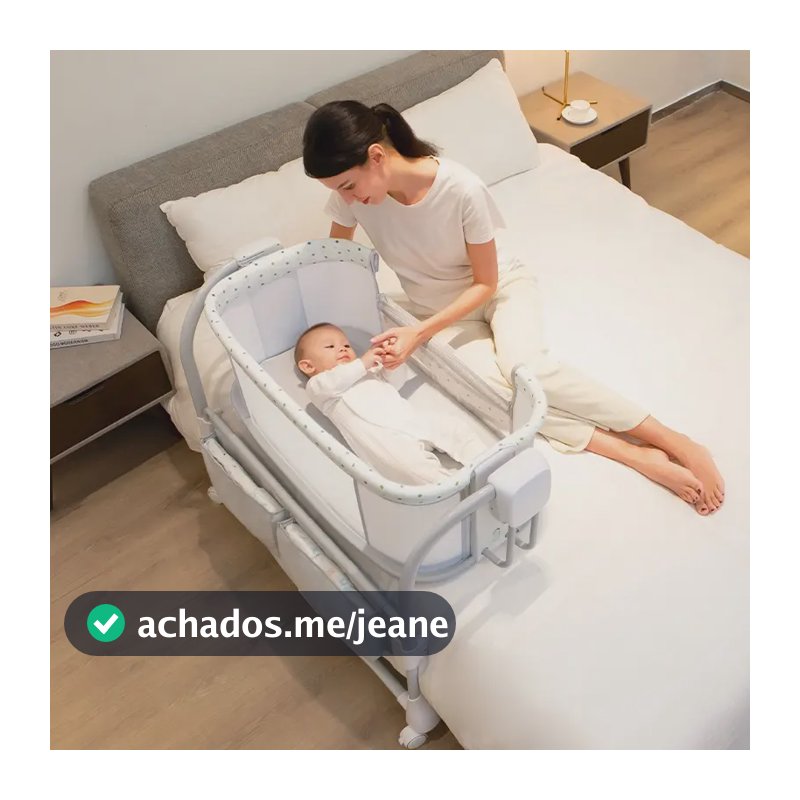 Berço balanço automático Bluetooth multifuncional Mastela Techno 8601 cinza estampado