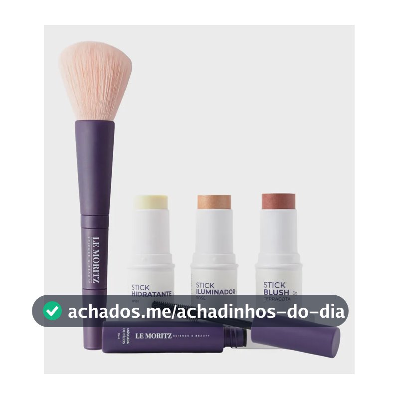 Kit Maquiagem Trio Blush, Iluminador, Hidratante FPS 50 Rímel Le Moritz