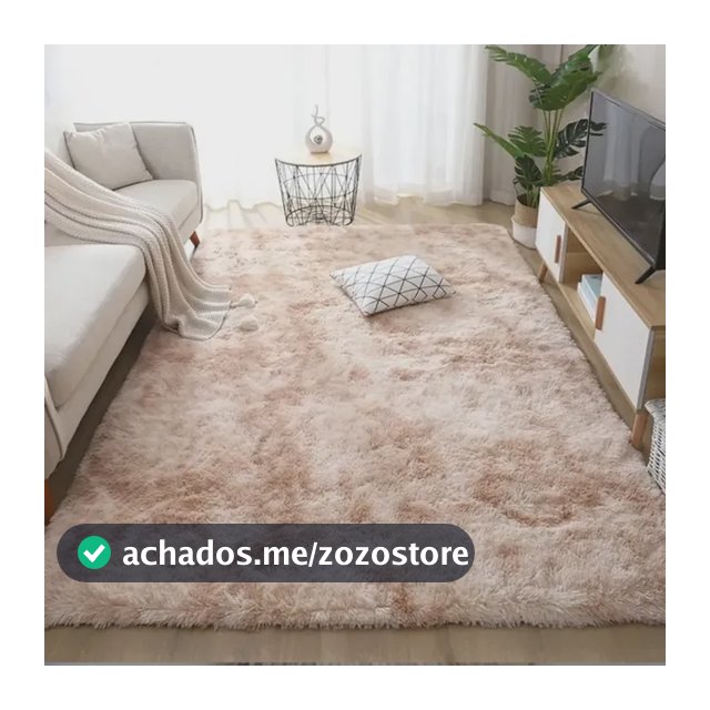 Tapete 2.00x1.50 Casa Laura Enxovais Shaggy Felpudo Para Quarto Sala Luxo Bege Mesclado