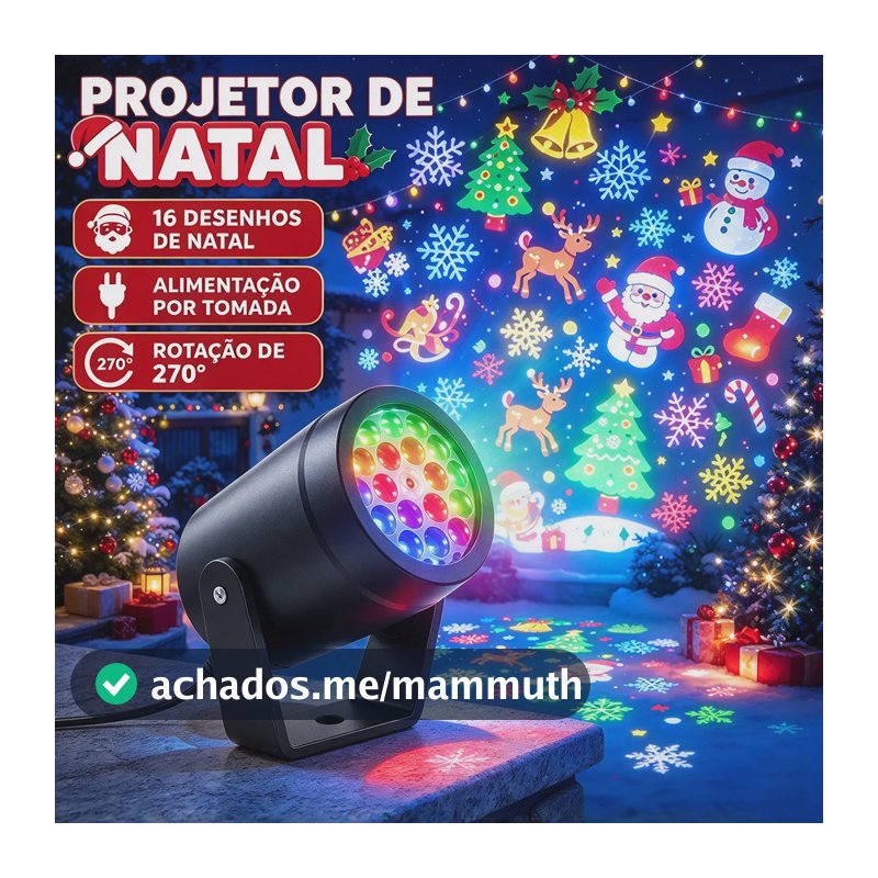 Projetor De Natal Led Com 16 Desenhos E Rotação 270° Lâmpada De Projeção 100v-240v