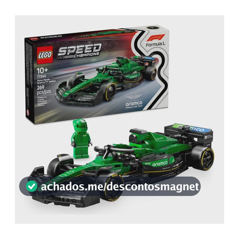 LEGO Speed Champions Carro de Corrida Aston Martin Aramco F1 AMR24 77245; Carro de Fórmula 1