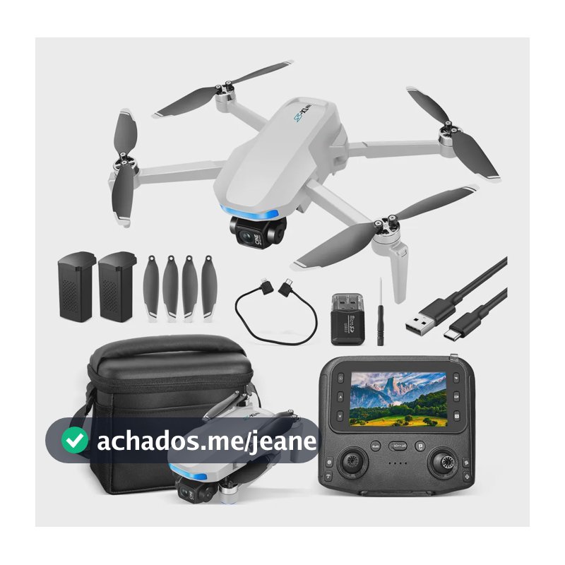 Gps Drone Profissional C/5.9''tela Câmera Gimbal De 3 Eixos Branco