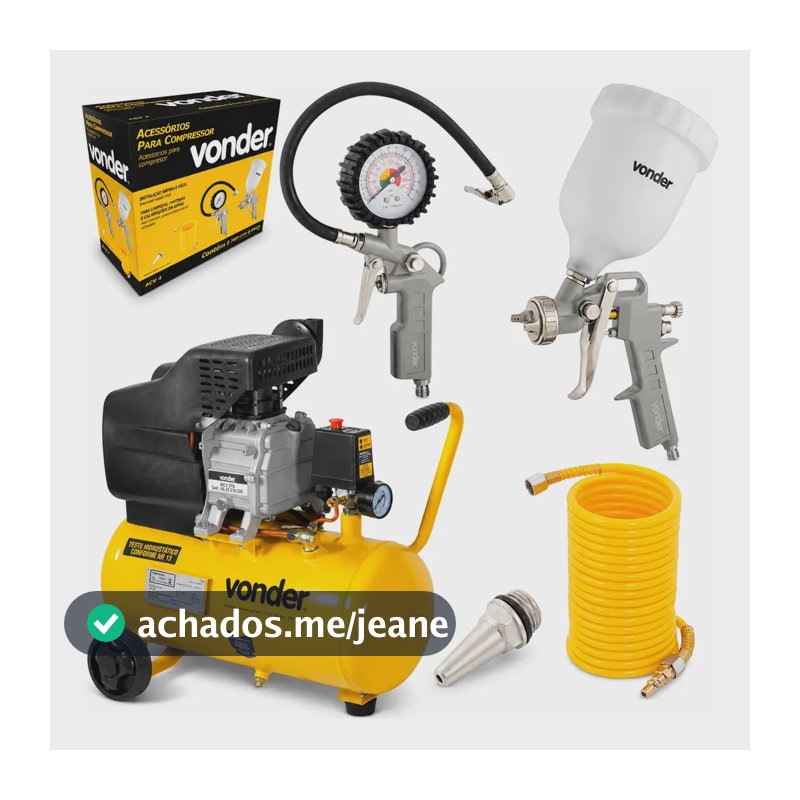 Compressor De Ar 8pcm Profissional Portatil + Kit Acessórios 220 60 Monofásica 220v