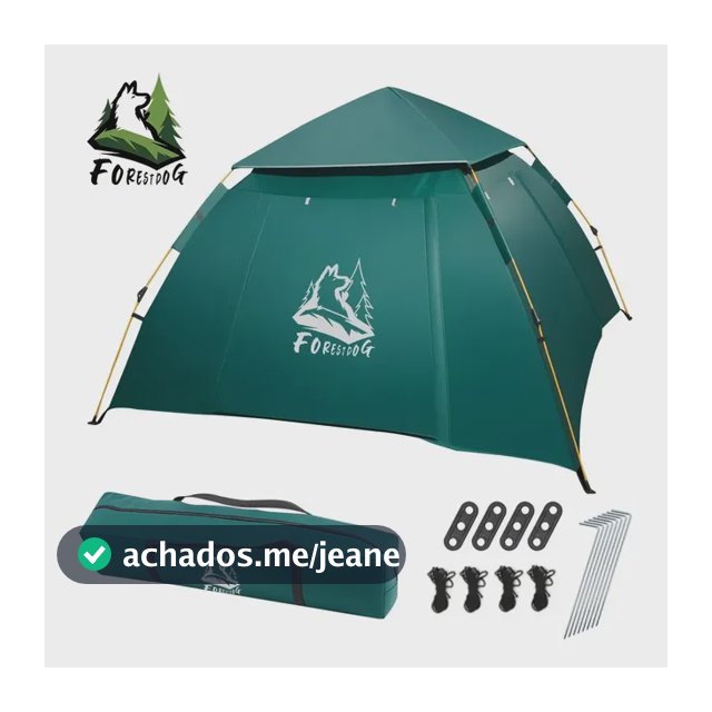 Barraca Pop Up Automática Forestdog Para Camping 4 Pessoas Impermeável Verde