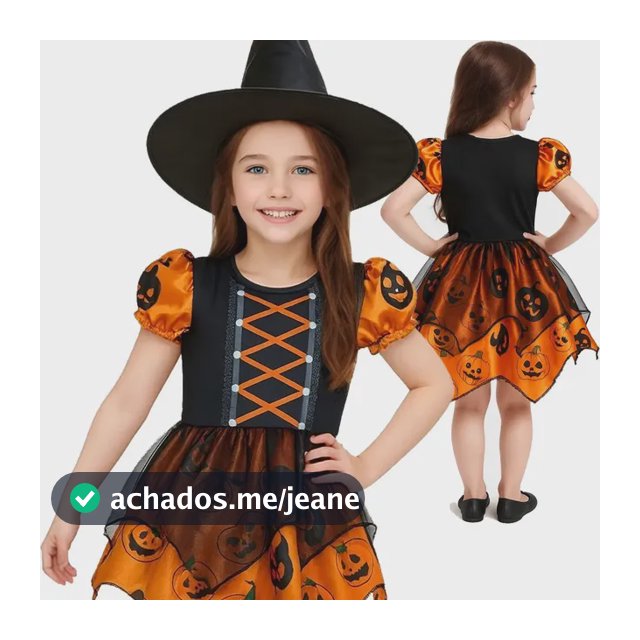 Fantasia Bruxa Roupa Infantil Menina Halloween + Chapéu