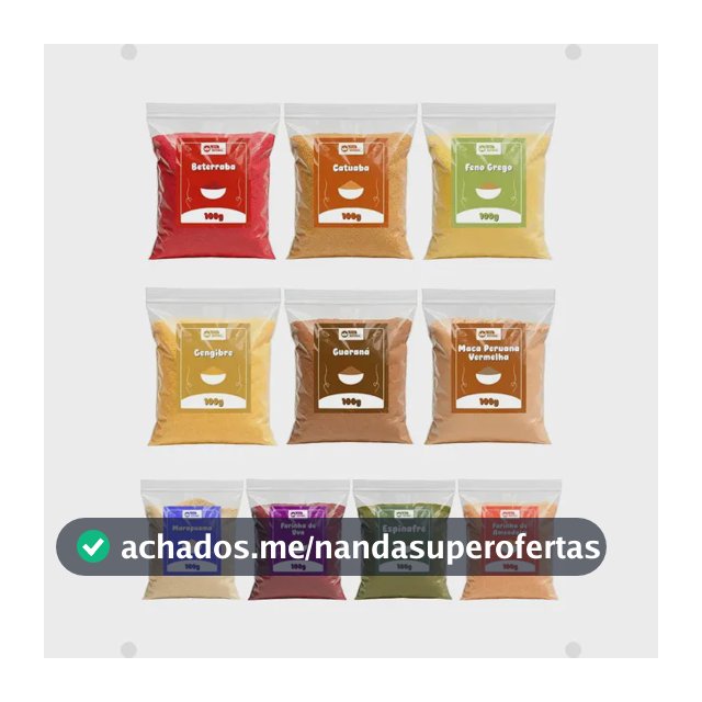 Kit 10 Produtos 100g Cada Pré-treino Natural Em Pó 1kg Natural