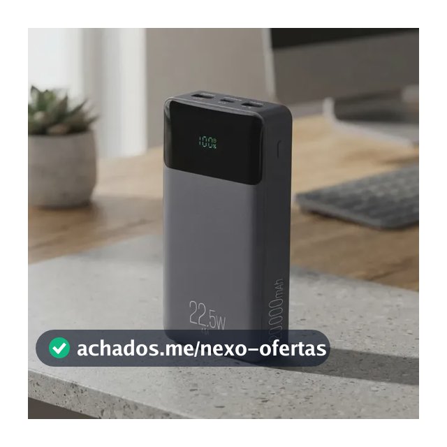 Power Bank Pro 20000mAH ELG PB200BK, Bateria Portátil Universal, Carga Rápida, Display Indicador, Entradas Micro USB e USB-C, 2 Portas USB-A, PD+QC3.0, Preto