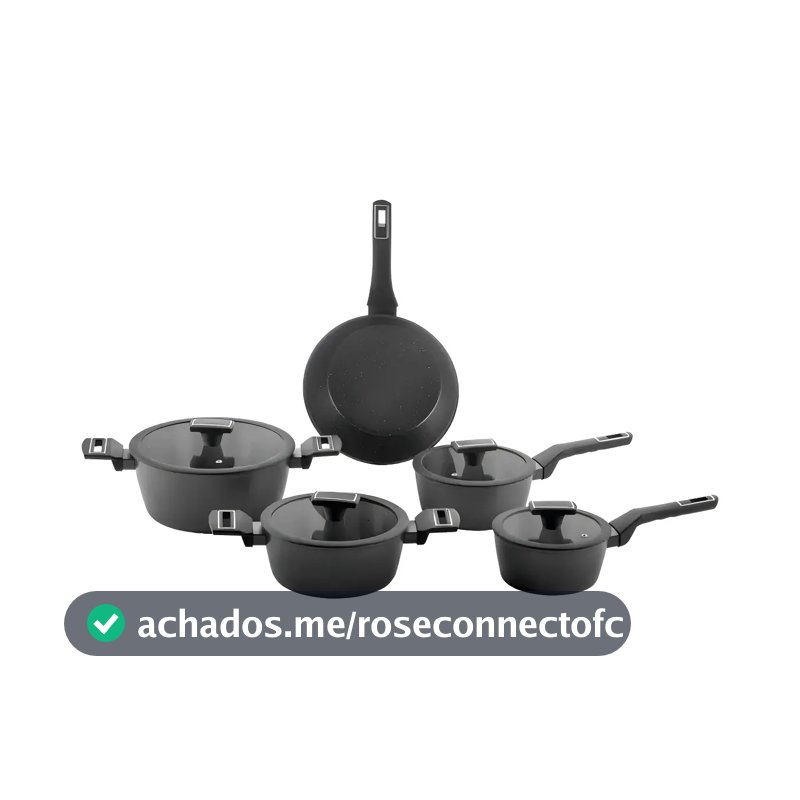 Jogo De Panelas Brinox Cerâmico 5 Pçs Carbon Ceramic Indução Cor Preto