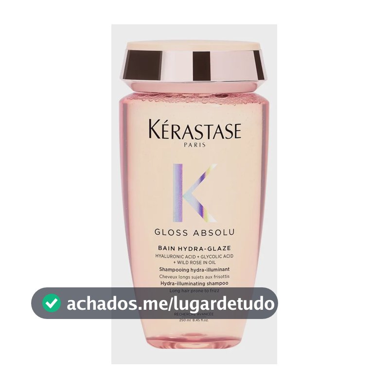 Kérastase, Bain Shampoo, Gloss Absolu, Hydra Glaze, Ação Anti-frizz com Ácido Hialurônico, Ácido Glicólico e Óleo De Rosa Silvestre, Potencializa o Brilho 250ml