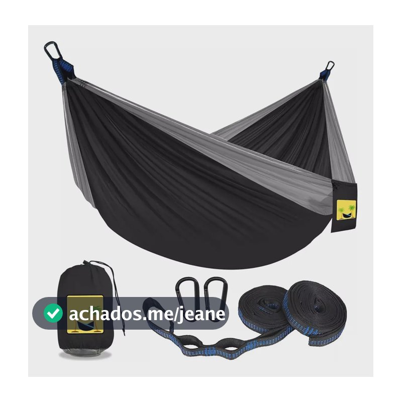 Rede De Descanso Dormir Casal Acampamento + Acessórios Cor preto + cinza Perfin