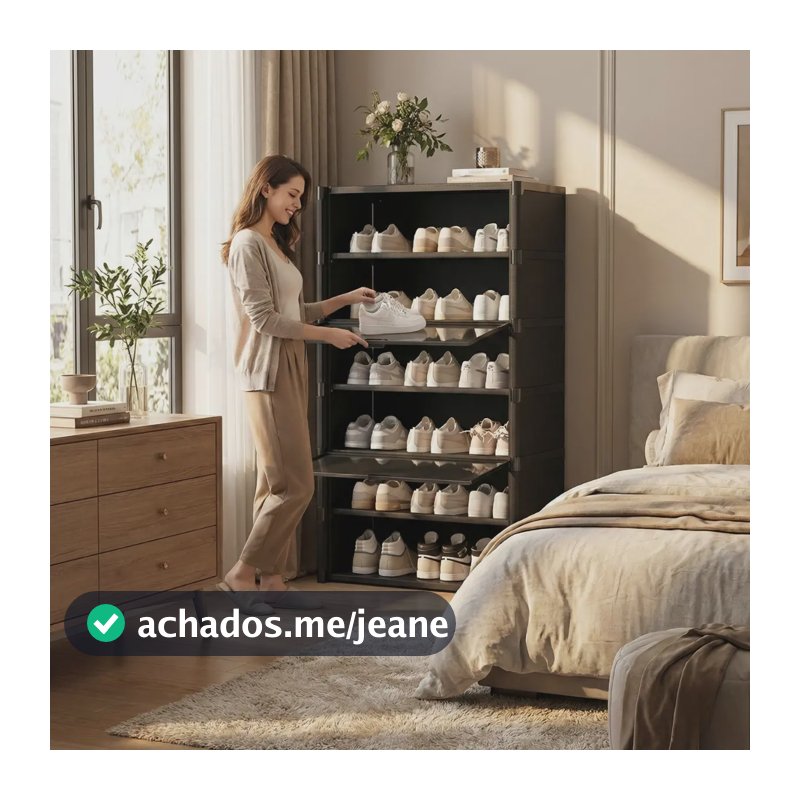 Sapateira Vertical Fechada Organizador Porta Sapatos Quarto Preto