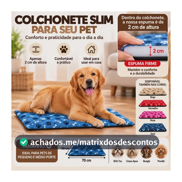 Caminha Pet Colchonete Slim Simples Cachorro Gato Tam Grande